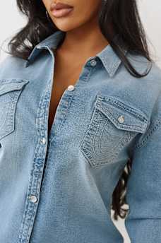 OVERSIZED DENIM HORSESHOE SHIRT, image 5