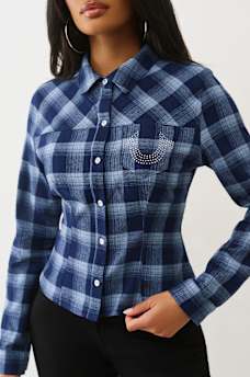 SLIM FIT CRYSTAL HORSESHOE FLANNEL, image 4