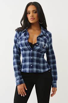 SLIM FIT CRYSTAL HORSESHOE FLANNEL, image 1