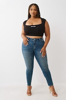PLUS JENNIE MID RISE FLAP CURVY SKINNY JEAN, image 2
