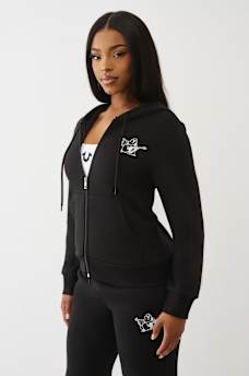 BUTTERFLY CRYSTAL LOGO ZIP HOODIE, image 4