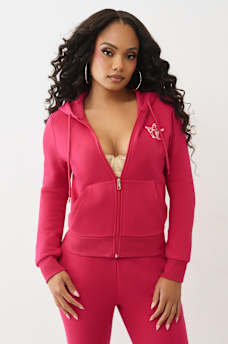 BUTTERFLY CRYSTAL LOGO ZIP HOODIE, image 2