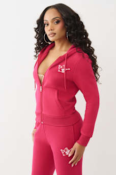 BUTTERFLY CRYSTAL LOGO ZIP HOODIE, image 4