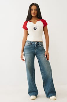 CAMISETA RAGL&Aacute;N CON HERRADURA Y CUELLO EN V, image 3