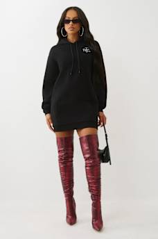 CRYSTAL HORSESHOE SCRIPT HOODIE DRESS, image 3