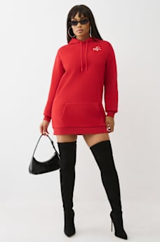 CRYSTAL HORSESHOE SCRIPT HOODIE DRESS, image 3