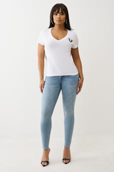 JENNIE MID RISE CRYSTAL CURVY SKINNY JEAN, image 3