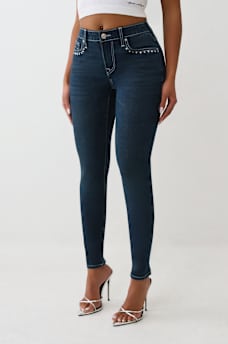 JENNIE MID RISE CRYSTAL CURVY SKINNY JEAN, image 2