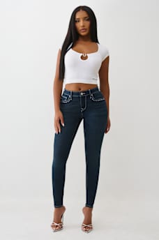 JENNIE MID RISE CRYSTAL CURVY SKINNY JEAN, image 3