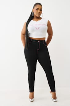 PLUS JENNIE MID RISE CRYSTAL CURVY SKINNY JEAN, image 3