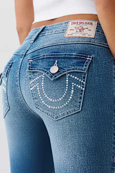 JOEY MID RISE CRYSTAL HORSESHOE FLARE JEAN, image 1