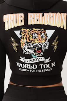 TIGER LOGO SHRUNKEN ZIP HOODIE, image 1