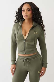 TIGER LOGO SHRUNKEN ZIP HOODIE, image 2