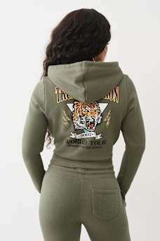 TIGER LOGO SHRUNKEN ZIP HOODIE, image 6
