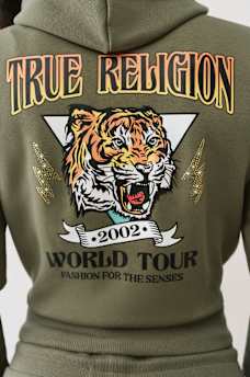 TIGER LOGO SHRUNKEN ZIP HOODIE, image 1