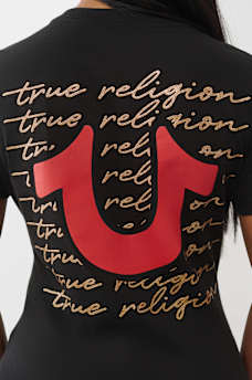 SCRIPT LOGO V NECK TEE