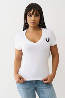 SCRIPT LOGO V NECK TEE, image 2