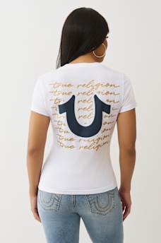 SCRIPT LOGO V NECK TEE, image 5