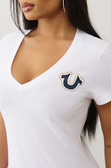 SCRIPT LOGO V NECK TEE, image 6