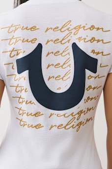 SCRIPT LOGO V NECK TEE, image 1