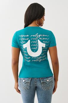 SCRIPT LOGO V NECK TEE, image 5