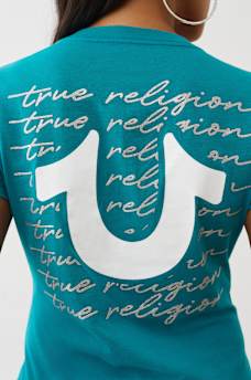 SCRIPT LOGO V NECK TEE, image 1