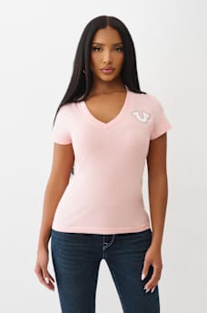 SCRIPT LOGO V NECK TEE, image 2