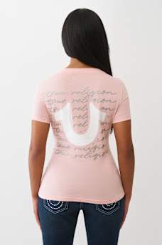 SCRIPT LOGO V NECK TEE, image 1