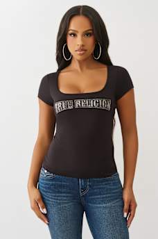 CAMO LOGO SQUARE NECK TOP, image 2