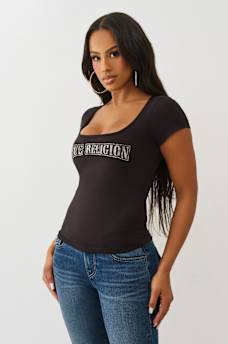 CAMO LOGO SQUARE NECK TOP, image 4