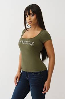 CAMO LOGO SQUARE NECK TOP, image 4