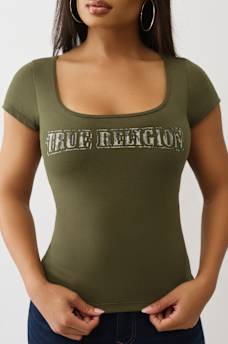 CAMO LOGO SQUARE NECK TOP, image 1