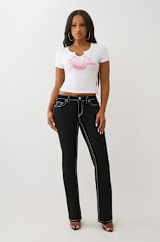 CAMISETA CORTA CON ABERTURA EN V Y HERRADURA CON BRILLO, image 3