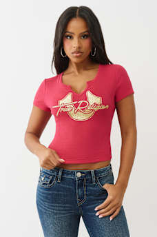 GLITTER HORSESHOE NOTCH BABY TEE, image 2