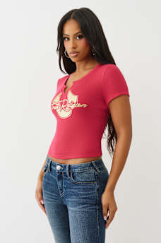 GLITTER HORSESHOE NOTCH BABY TEE, image 4