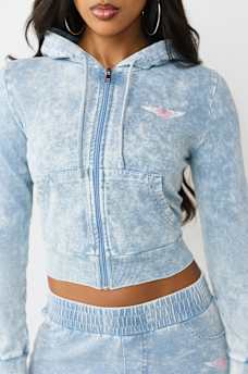 SUDADERA CON CAPUCHA DE MEZCLILLA SINT&Eacute;TICA CON HERRADURA CON ALAS, image 5