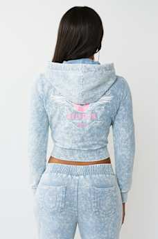 SUDADERA CON CAPUCHA DE MEZCLILLA SINT&Eacute;TICA CON HERRADURA CON ALAS, image 6