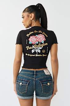 ROSE LOGO LETTUCE HEM RIBBED BABY TEE , image 6