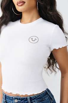 ROSE LOGO LETTUCE HEM RIBBED BABY TEE , image 5