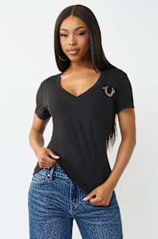 BUTTERFLY LOGO V-NECK TEE, image 2