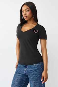 BUTTERFLY LOGO V-NECK TEE, image 4