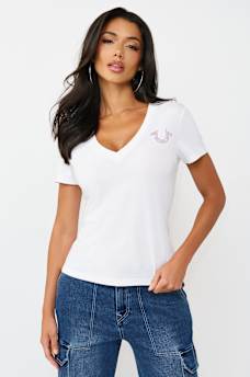 BUTTERFLY LOGO V-NECK TEE, image 2
