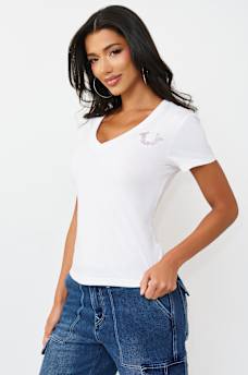 BUTTERFLY LOGO V-NECK TEE, image 4