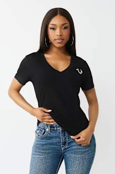 IRIDESCENT LOGO V-NECK TEE, image 2