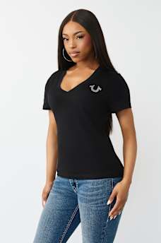 IRIDESCENT LOGO V-NECK TEE, image 3