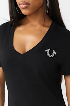 IRIDESCENT LOGO V-NECK TEE, image 4