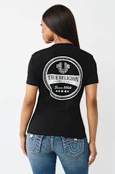 IRIDESCENT LOGO V-NECK TEE, image 5