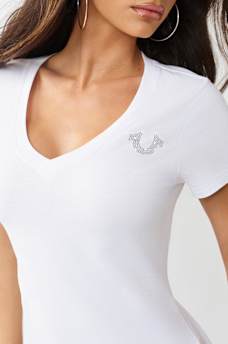 IRIDESCENT LOGO V-NECK TEE, image 5