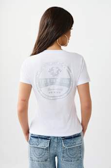 IRIDESCENT LOGO V-NECK TEE, image 6