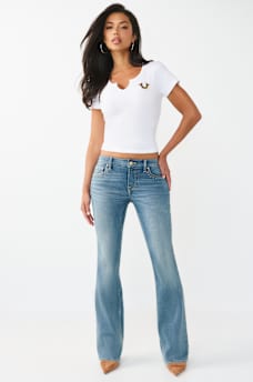 BECCA MID RISE STUDDED BOOTCUT JEAN, image 2